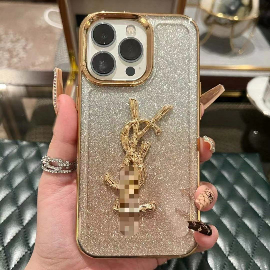 แฟชั่น cool 3D ทองเงินสีม่วงสีฟ้า SOFT TPU glitter เคสโทรศัพท์สําหรับ iPhone 1615promax 15pro 14 ProMax 14Pro 14 13Pro max 12pro max 11pro max xsmax xr x 7 8 plus