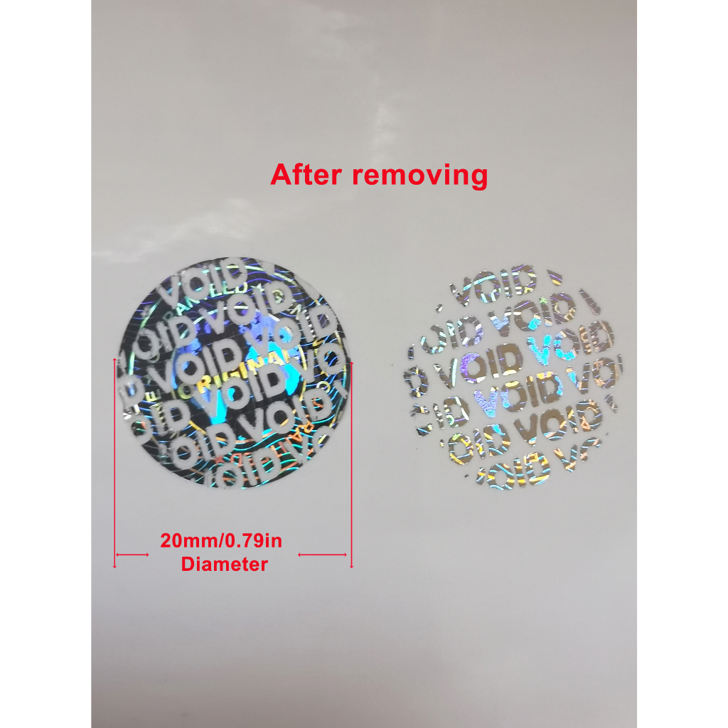 290pcs 20 มม.เส้นผ่านศูนย์กลางรอบ VOID โฮโลแกรมสติกเกอร์รับประกัน Tamper Proof หลีกเลี่ยงเปิดป้ายซีลสําหรับบรรจุภัณฑ์ ราคา ถูกที่สุด ดีลบีเคเค แกลเลอรีภาพที่ 2