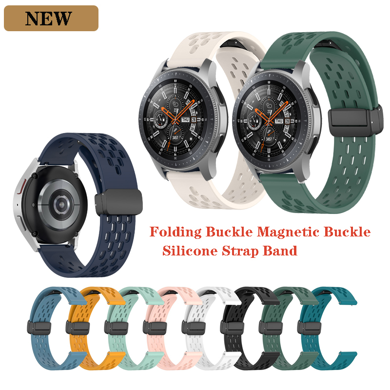 สายนาฬิกาข้อมือซิลิโคน หัวเข็มขัดแม่เหล็ก 20 มม. 22 มม. สําหรับ Samsung Galaxy Watch 42 มม. 46 มม. Watch 3 4 5 6 Gear S3