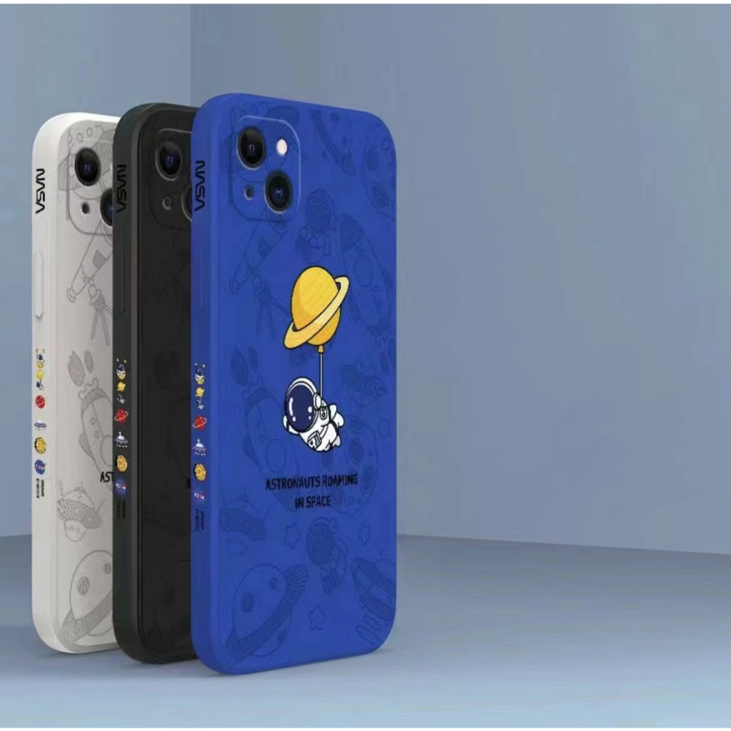 เคส Huawei Y9S Y9A Y5 2018 Y5 Prime 2018 Y5 Lite 2018 Y5 Lite 2019 Y7A Y5P Y6P Y6 Pro 2019 Y6 2019 Y6S Y6 Prime 2019 Y7 2019 Y7 Prime 2019 Y7 Pro 2019 Y9 2019 Y7P 2020 เคส การ์ตูนดวงจันทร์นักบินอวกาศตรงขอบ 90 °กรณีโทรศัพท์