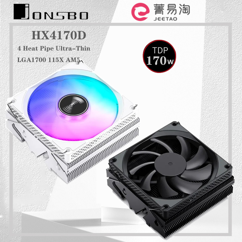 Jonsbo HX4170D สีขาว/สีดํา 4 ท่อความร้อน CPU Cooler Downpress Ultra-Thin ITX แชสซีหม้อน้ําสําหรับ LGA1700 115x 1200 AM4