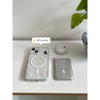 เกาหลี ins Niche น่ารักขี้เล่นน่ารักสัตว์เลี้ยงสีแมว 16pro Magnetic Wireless Charger เหมาะสําหรับ iphone13pro/14promax Apple 15/12/11 เคสโทรศัพท์ 16 เคสป้องกัน 17promax/AIR
