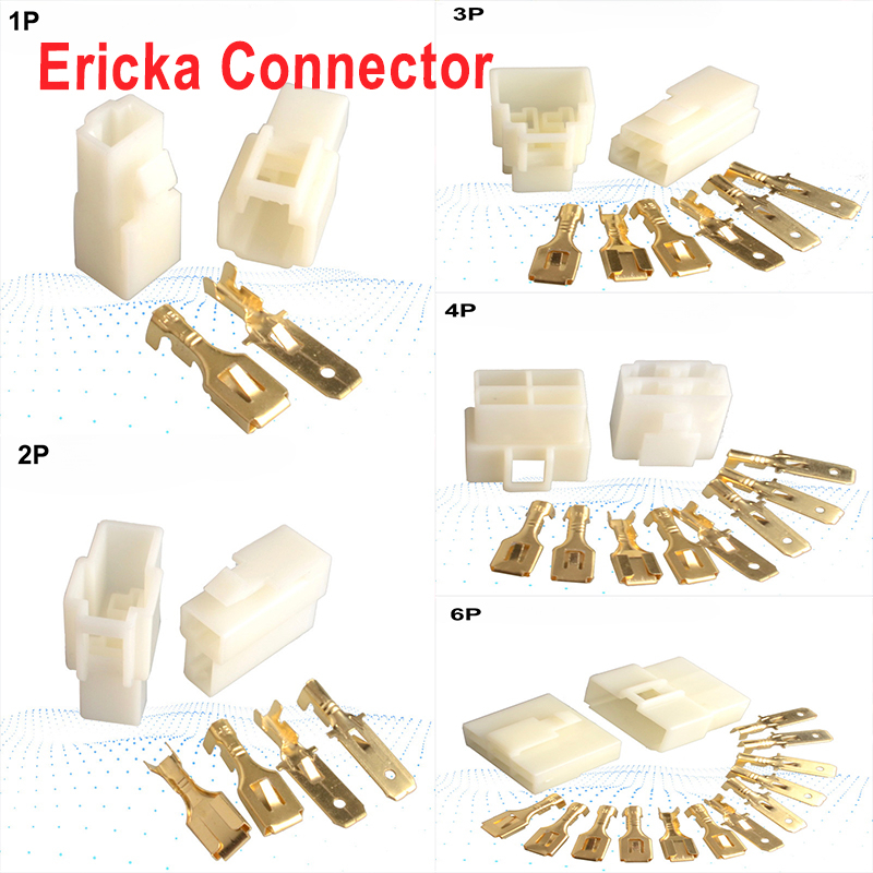 5 ชุด 6.3 มม.ซ็อกเก็ตขั้วต่อสายไฟทั่วไป 1Pin 2Pin 3Pin 4Pin 6Pin 8Pin 9Pin 10Pin