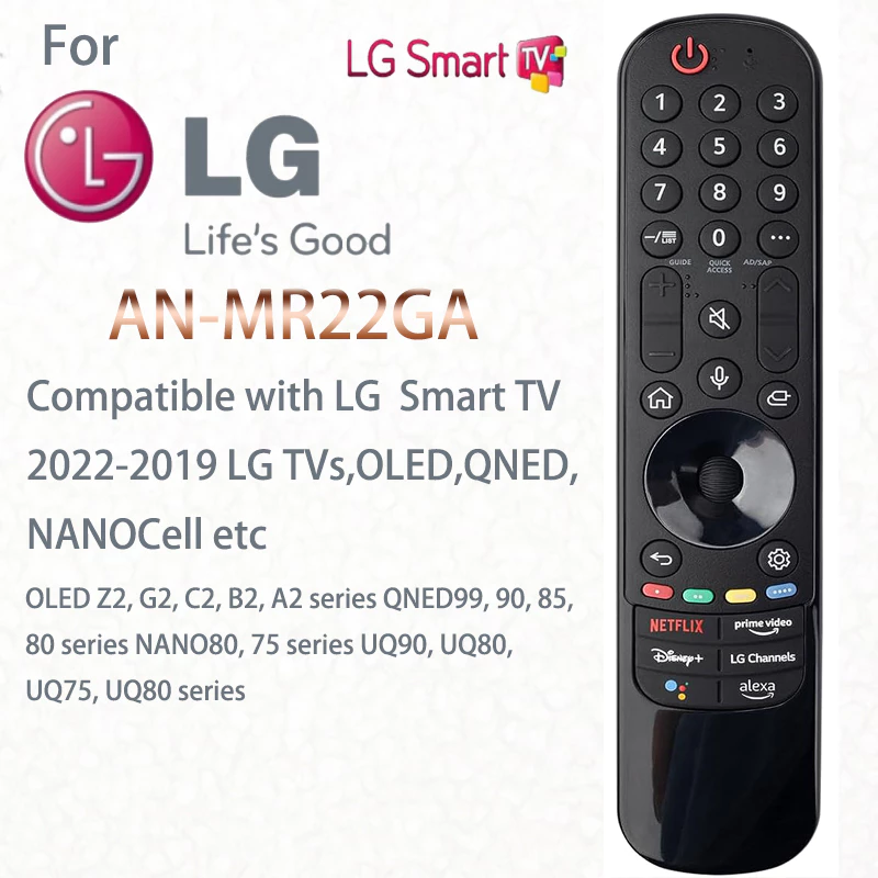 Yosun รีโมตคอนโทรล LG แบบเปลี่ยน สําหรับสมาร์ททีวี LG AN-MR22GA (ไม่มีฟังก์ชั่นควบคุมด้วยเสียง หรือตัวชี้) สําหรับ 2022-2019 LG TVs,OLED,QNED,NANOCell เป็นต้น