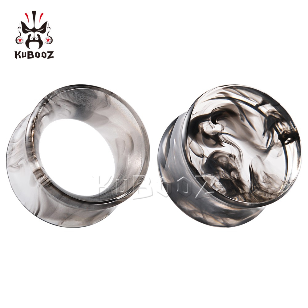 Kubooz 2 ชิ้น ที่อุโมงค์ปลั๊กอุโมงค์ สีดํา ขยาย เจาะ เครื่องประดับ อะคริลิค