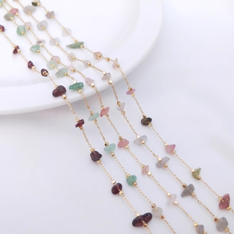 ใหม่ ทัวร์มาลีนธรรมชาติ ทัวร์มาลีนหัก โซ่หิน สําหรับ DIY สร้อยข้อมือ สร้อยคอ เครื่องประดับ วัสดุ
