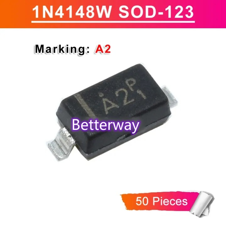 50 ชิ้น 1N4148W SOD-123 1206 เครื่องหมาย A2 MMBD4148W SMD Fast Switching Diode ใหม่บน