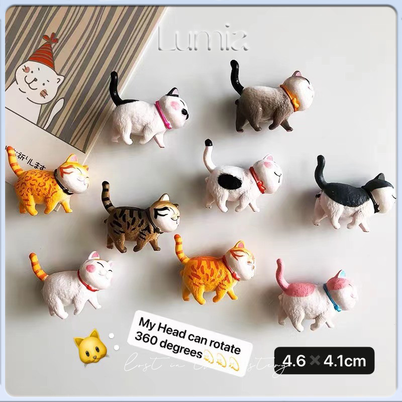 แม่เหล็กติดตู้เย็นแมว 3D ของขวัญเด็ก ตกแต่งห้อง ของเล่นแคปซูล ภูมิทัศน์ไมโคร อุปกรณ์แต่งบ้าน สัตว์เลี้ยง น่ารัก