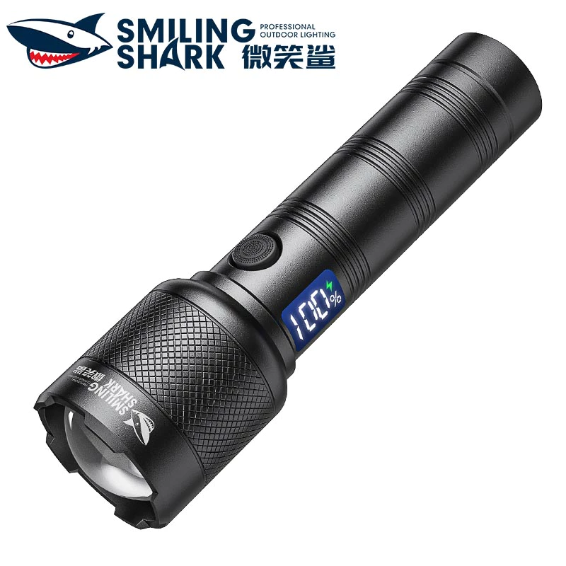 SmilingShark SD8110 ไฟฉาย LED M60 6000lm Type-C ซูมได้ 5 โหมด พร้อมจอแสดงผลดิจิทัล LED กันน้ํา สําหรับตั้งแคมป์ เดินป่า ทํางาน