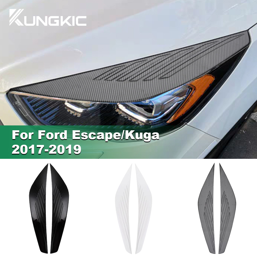 สติกเกอร์คิ้วไฟหน้ารถยนต์ สีดํามันวาว สําหรับ Ford Escape Kuga 2017-2019