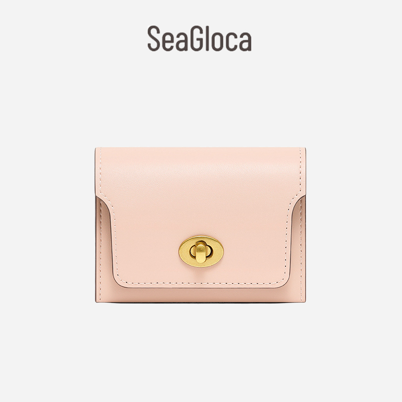 Seagloca ใหม่ กระเป๋าสตางค์ใบสั้น มีช่องใส่บัตร สไตล์เกาหลี ย้อนยุค เรียบง่าย สําหรับผู้หญิง No 1655