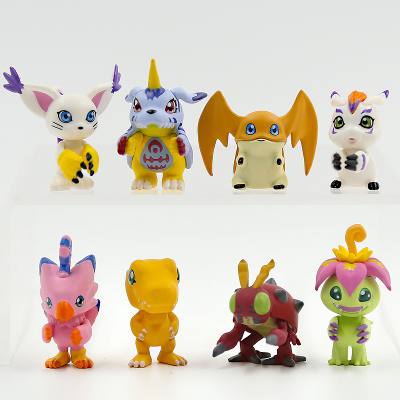 8 ชิ้น/เซ็ต 5 ซม.อะนิเมะ Digimon ผจญภัยรูป Agumon Gabumon Tailmon Patmon Gommon Palmon Tenton Piyomon Gashapon ตุ๊กตา PVC ตัวเลขการกระทําของเล่น