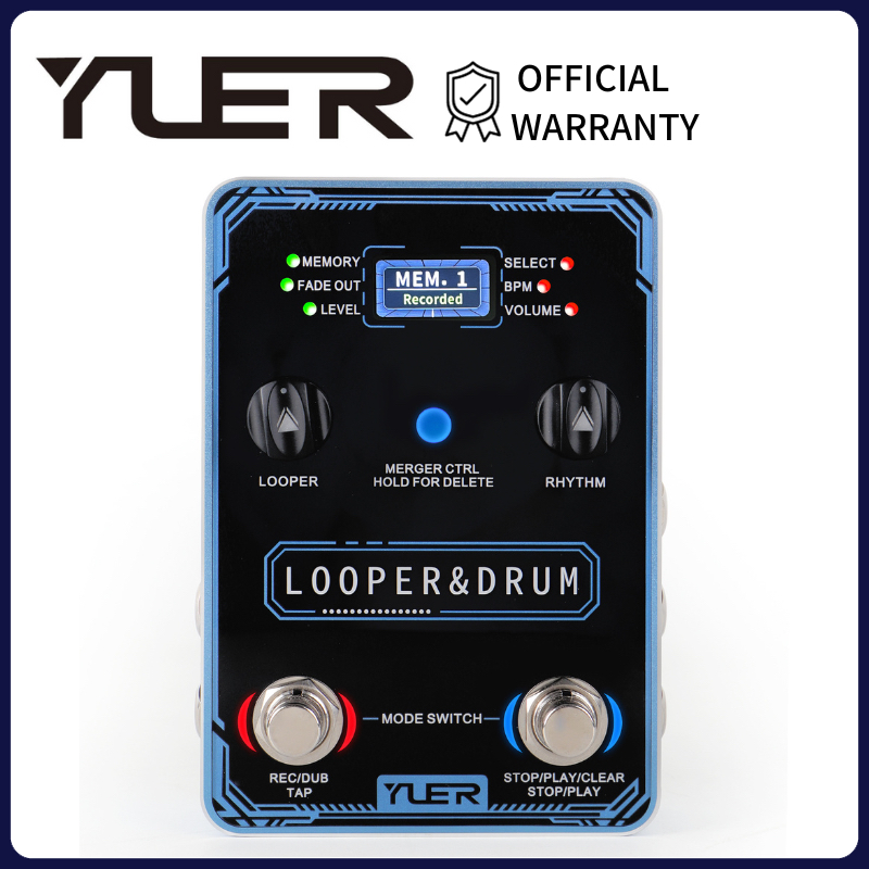 [ทางการ✅] YUER Looper&Drum แป้นเหยียบเอฟเฟคลูปเปอร์ และกลอง (อัพเกรดการ์ด TF) คุณภาพสูง จังหวะ 100 จังหวะ และ 10 เมโทรโนม สําหรับกีตาร์ และเบส