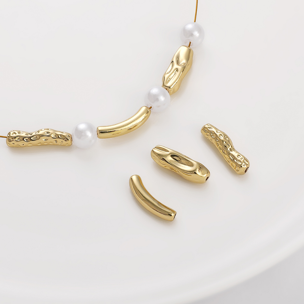 ลูกปัดสเปเซอร์ ชุบทอง 14k ทรงไม่สมมาตร เครื่องประดับแฮนด์เมด DIY