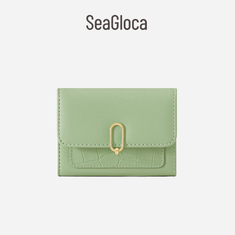 Seagloca ใหม่ กระเป๋าสตางค์ใบสั้น โลหะ น้ําหนักเบา แฟชั่นสําหรับสตรี No 1656