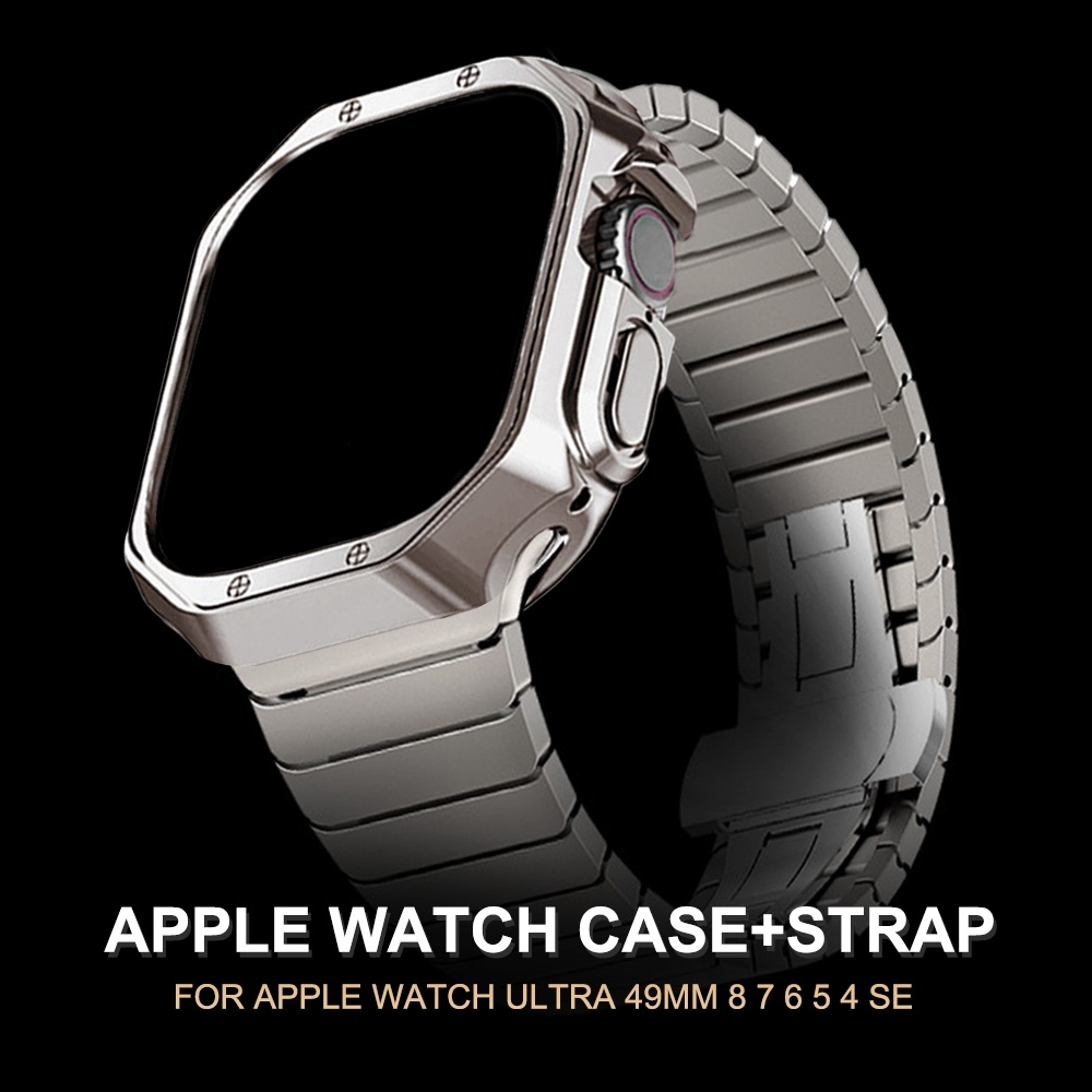 สแตนเลสสตีลสร้อยข้อมือสําหรับ iWatch Ultra 49 มม.TPU Case + Band10 9 8 7 45 มม.41 มม.สําหรับ iWatch 6 SE 5 4 3 46 44 มม.38 42 มม.