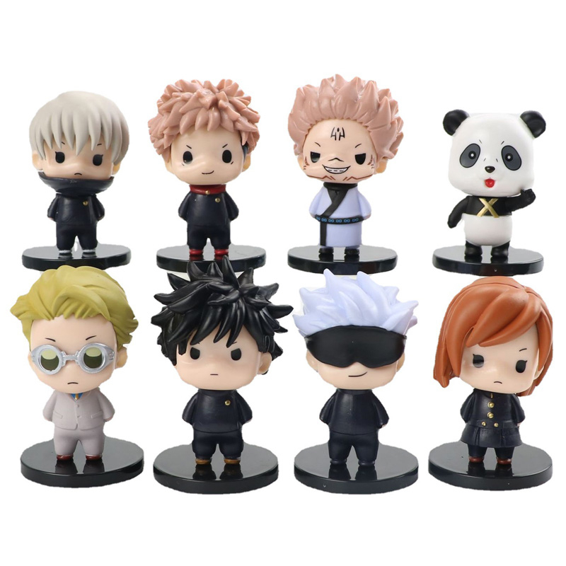 โมเดลฟิกเกอร์ PVC อนิเมะ Jujutsu Kaisen Itadori Yuji Gojo Satoru Fushiguro Megumi Inumaki Toge Nobara Panda Q Version ขนาด 7-8 ซม. ของเล่นสําหรับเด็ก 8 ชิ้น ต่อชุด