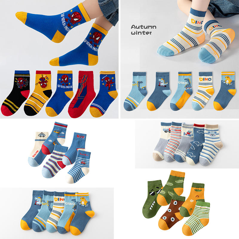 【Bangkok Delivery】5 คู่ ถุงเท้า พิมพ์ลายการ์ตูนหมี กระต่ายน่ารัก สามมิติ เหมาะกับฤดูใบไม้ร่วง และฤดูหนาว สําหรับเด็กผู้ชาย และเด็กผู้หญิง