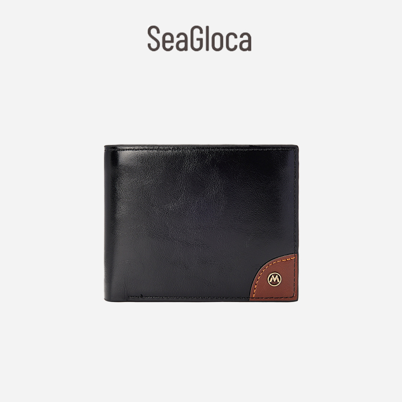 Seagloca ใหม่ กระเป๋าสตางค์ หนัง PU พับได้ สองทบ พร้อมกล่อง สไตล์เกาหลี สําหรับผู้ชาย No 1657