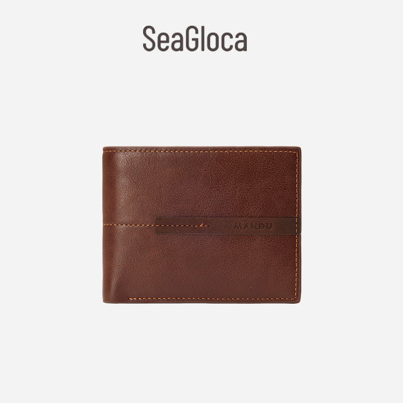 Seagloca กระเป๋าสตางค์หนัง PU พับได้ อเนกประสงค์ พร้อมกล่อง สําหรับผู้ชาย No 1658