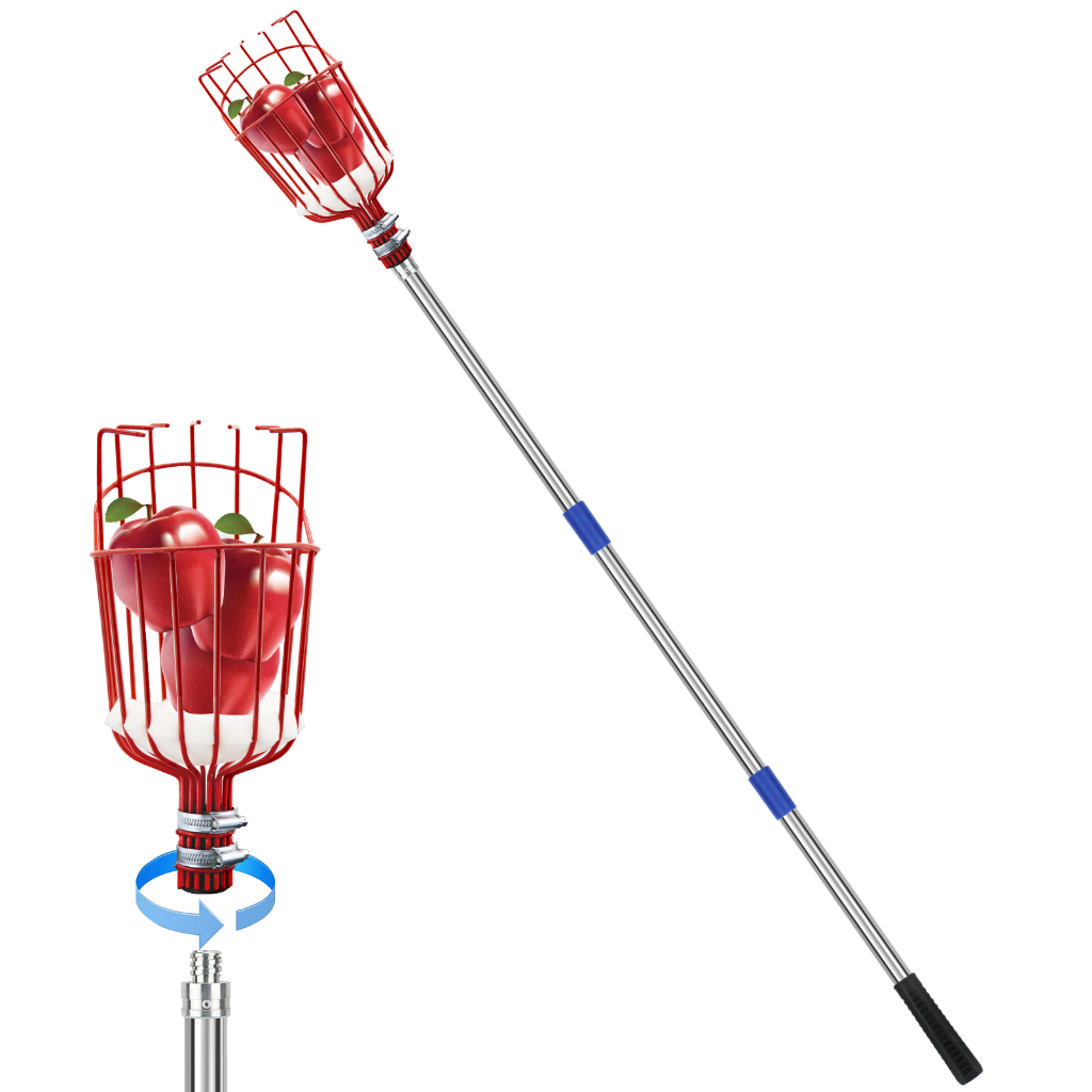 Sanlike ผลไม้ Picker เครื่องมือผลไม้ Picker พร้อมตะกร้าและเสาประกอบง่ายและใช้ผลไม้ Catcher Tree Picker สําหรับรับผลไม้