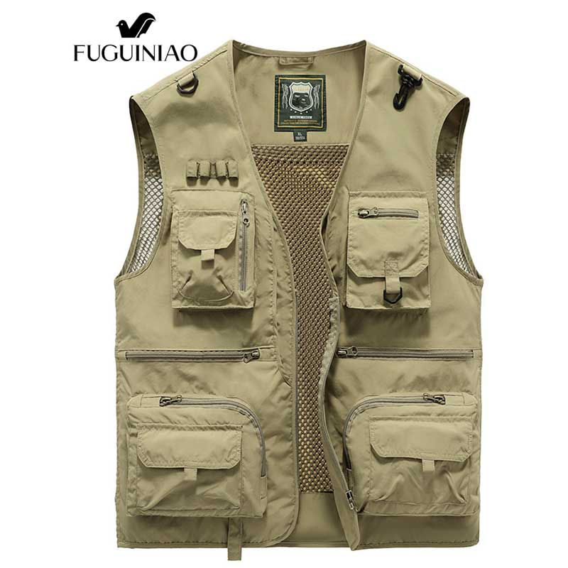 Fuguiniao เสื้อกั๊ก มีหลายกระเป๋า แฟชั่นฤดูร้อน สําหรับผู้ชาย ใส่ทํางานกลางแจ้ง