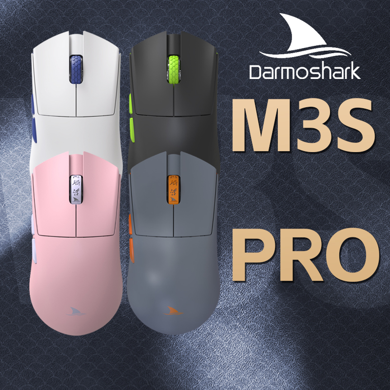 Darmoshark M3s Pro เมาส์ Gamer 4KHz ไร้สายบลูทูธเมาส์เกมมิ่งตามหลักสรีรศาสตร์ 2KHz PAW3395 26000DPI E-sports สำหรับคอมพิวเตอร์แล็ปท็อป