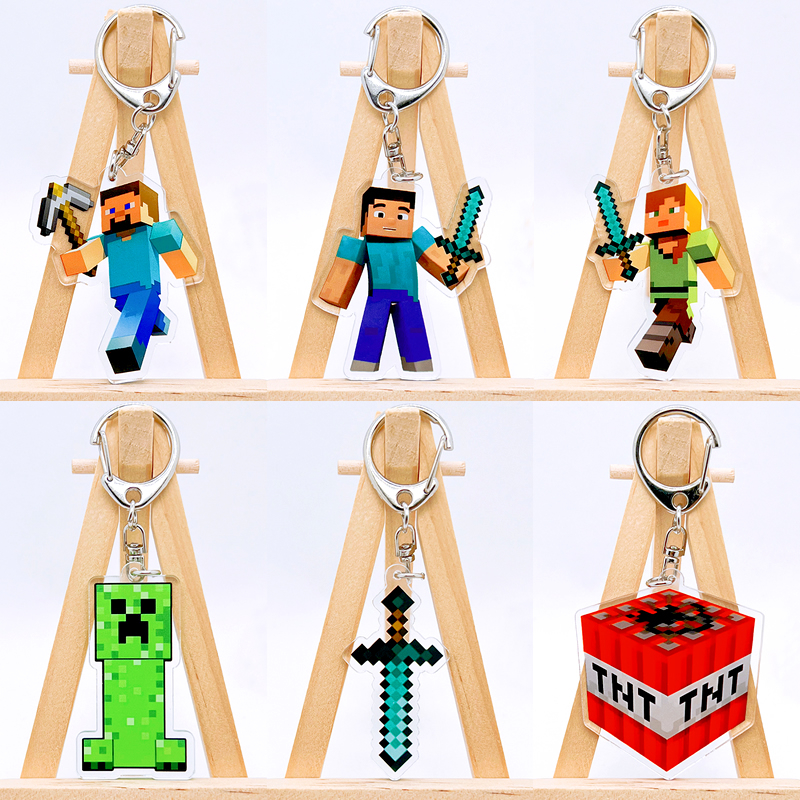 พวงกุญแจอะคริลิค ลายการ์ตูนอนิเมะ Minecraft Steve แบบสองด้าน