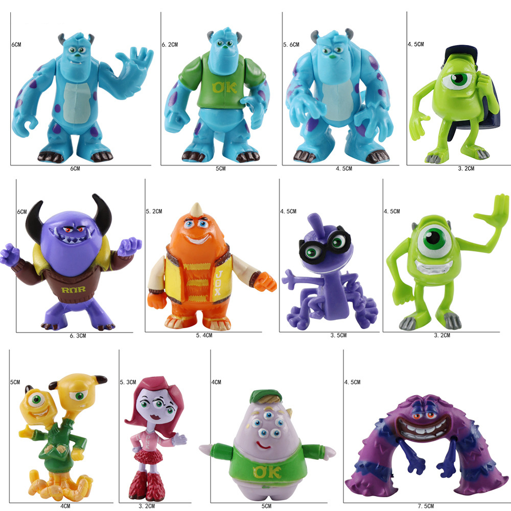 12 ชิ้น/เซ็ต 4-6 ซม. Monsters University James P. Sullivan Mike Wazowski Randall Boggs Art Terry รุ่น Q PVC ตัวเลขการกระทําตุ๊กตาของเล่น