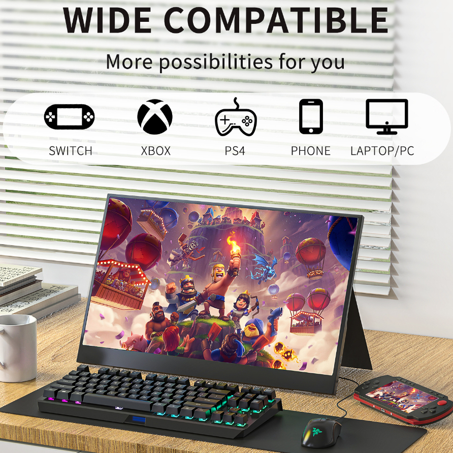 Maingear Portable monitor หน้าจอสัมผัส แบบพกพา สําหรับ Switch XBOX PS4 โทรศัพท์มือถือ แล็ปท็อป 15.6 