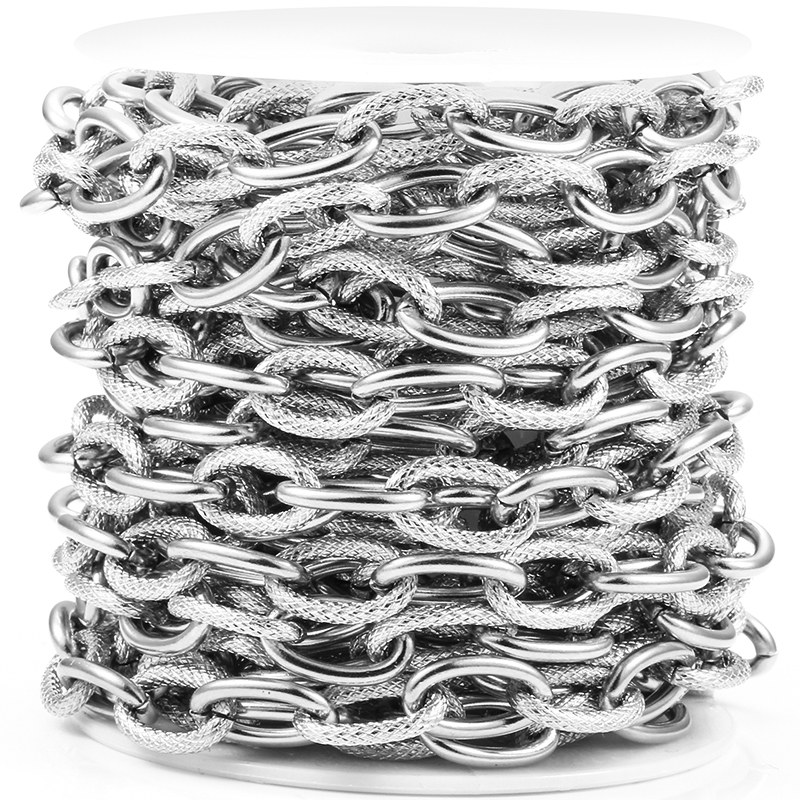 กว้าง 8.6 มม.สแตนเลส Twisted Chain สําหรับเครื่องประดับทําอุปกรณ์เสริมรูปไข่สาย Link สร้อยคอ DIY Charm สร้อยข้อมือทอง Handmade อุปกรณ์