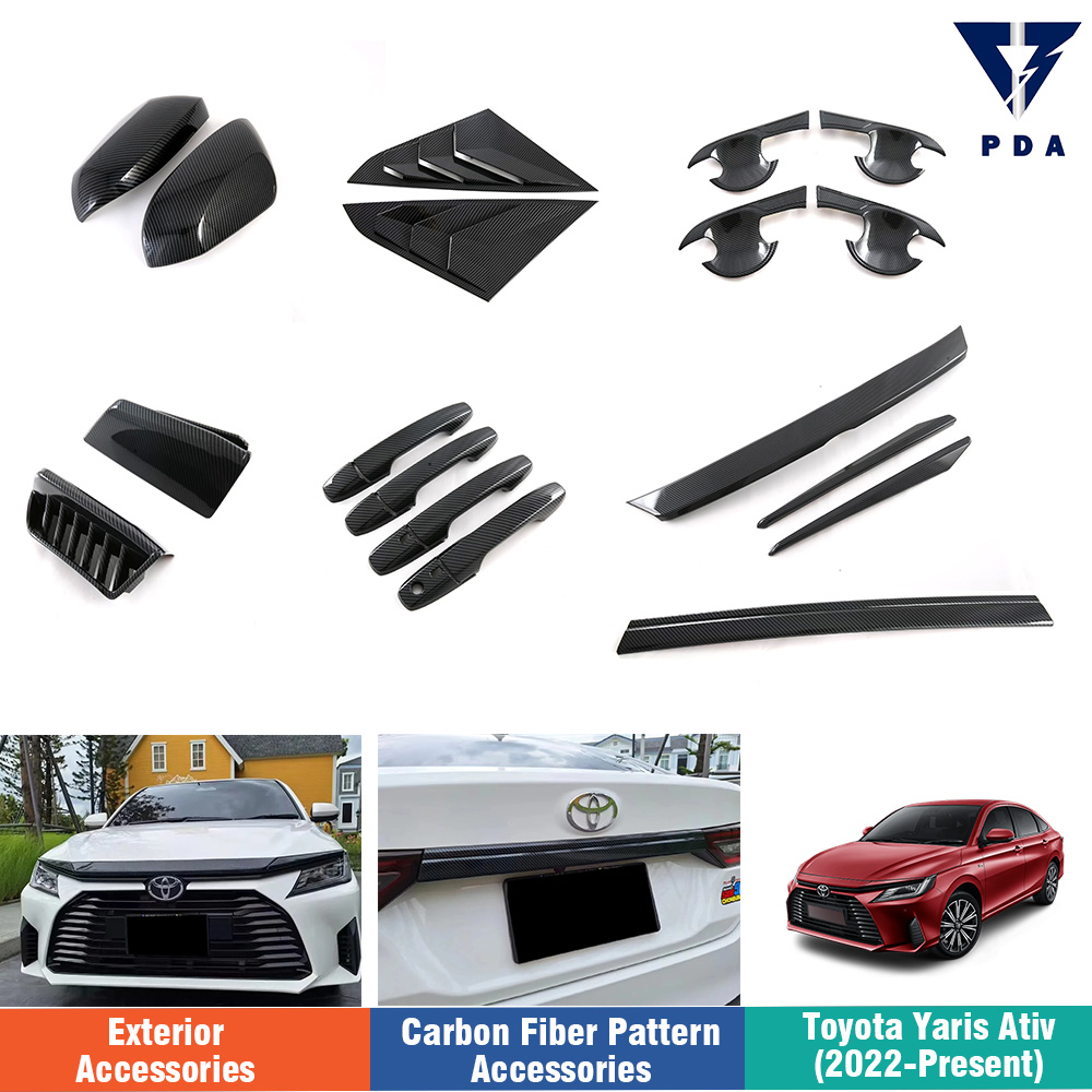 Toyota Yaris Ativ (2022-Present) ฝาครอบมือจับประตู หน้าต่าง สปอยเลอร์ คาร์บอนไฟเบอร์ อุปกรณ์เสริมภายนอก