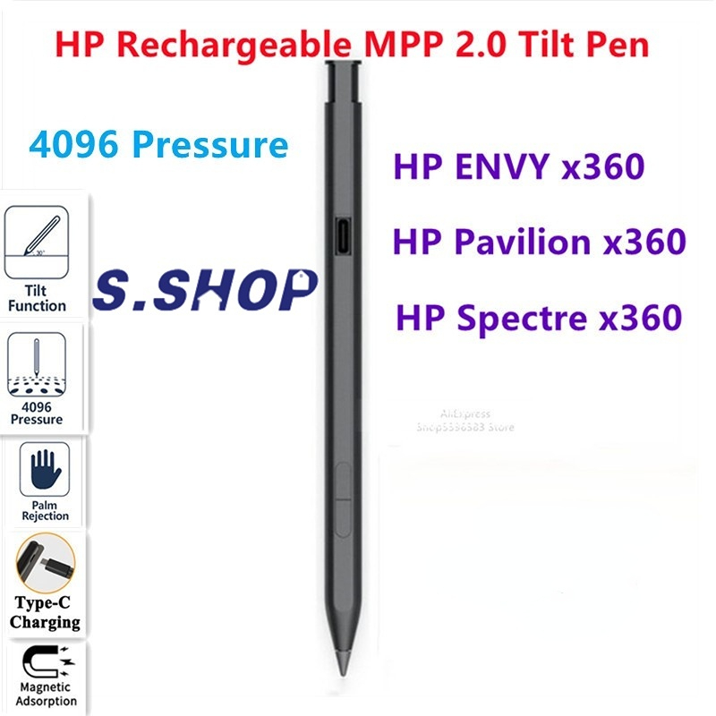 ต้นฉบับปากกาสไตลัสสําหรับ HP ENVY X360 Pavilion X360 Spectre X360  2-in-1 Laptop ปากกาเอียง MPP 2.0 แบบชาร์จไฟได้ 3J122AA#ABB