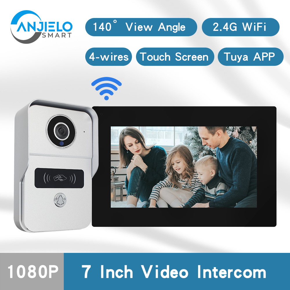 ANJIELO 1080P 7 นิ้ววิดีโอรายการ Doorphone ประตู CameraTUYA Wifi Video Doorbell ระบบ, วิดีโอ Interco