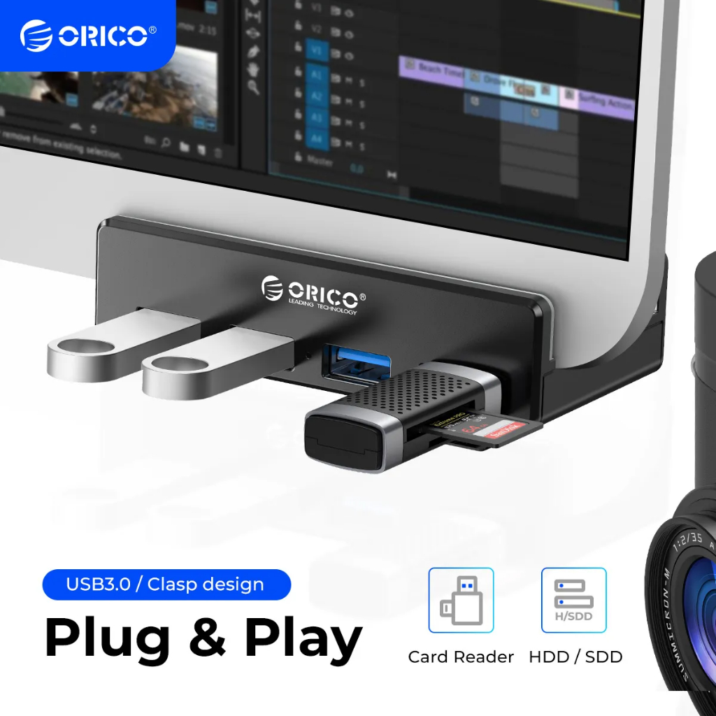 ORICO Clip-type USB 3.0 HUB อลูมิเนียมภายนอก 4 พอร์ต USB Splitter Adapter (MH4PU)