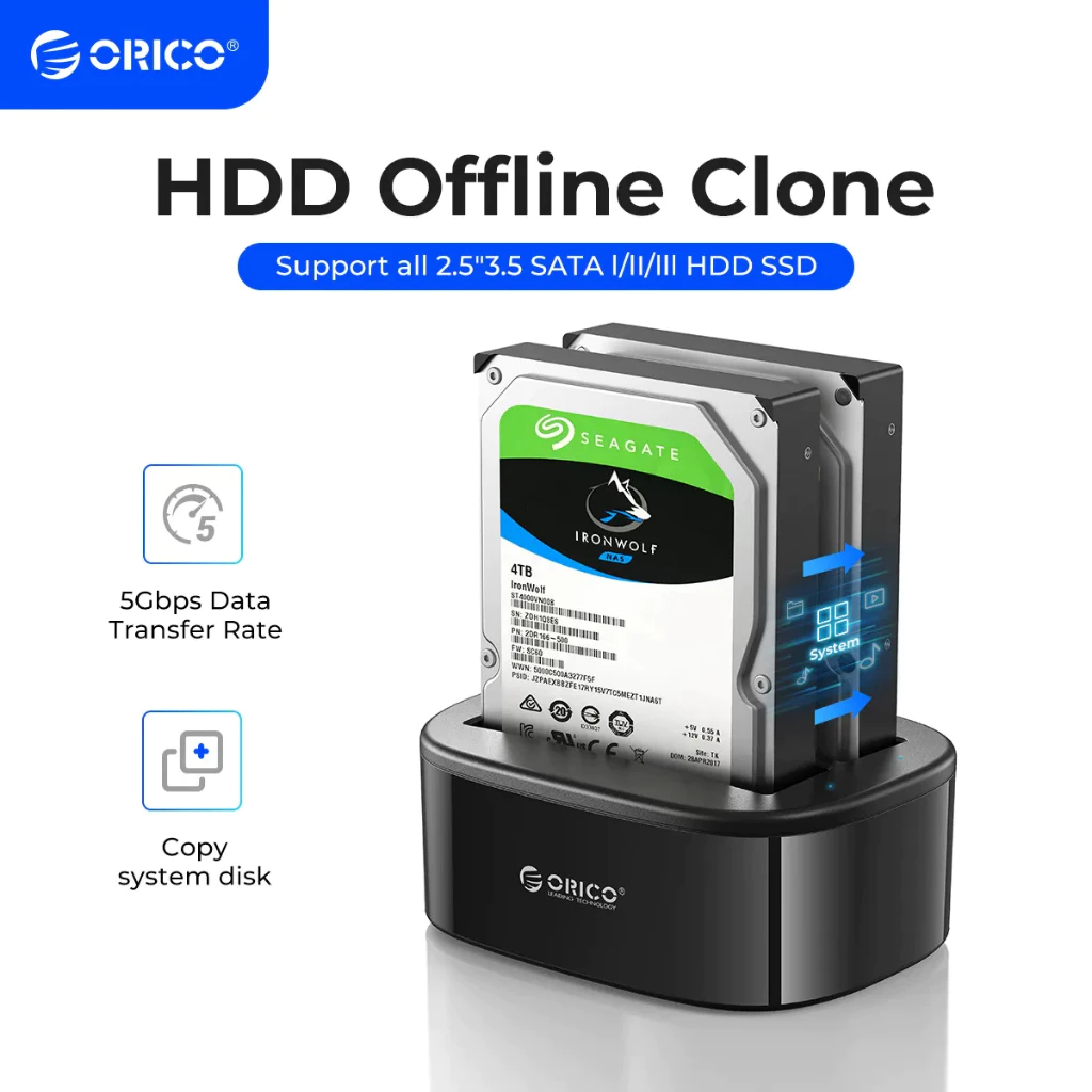 Orico Clone แท่นวาง HDD รองรับ 18TB HDD(6228US3-C)