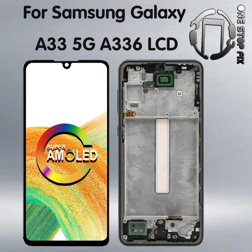 Super AMOLED หน้าจอสัมผัสดิจิทัล LCD พร้อมกรอบ สําหรับ Samsung Galaxy A33 5G A336 SM-A336E A336B A33