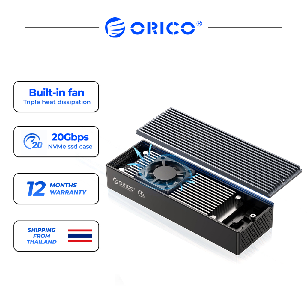 ORICO M.2 NVME SSD Enclosure 10Gbps 20gbps PCIe SSD Case Enclosure Tool ฟรีสำหรับ 2230/2242/2260/2280 SSD (M2PV-C3)