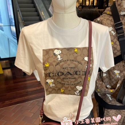 Coach ใหม่ เสื้อแขนสั้น ผ้าฝ้ายแท้ พิมพ์ลาย แฟชั่น