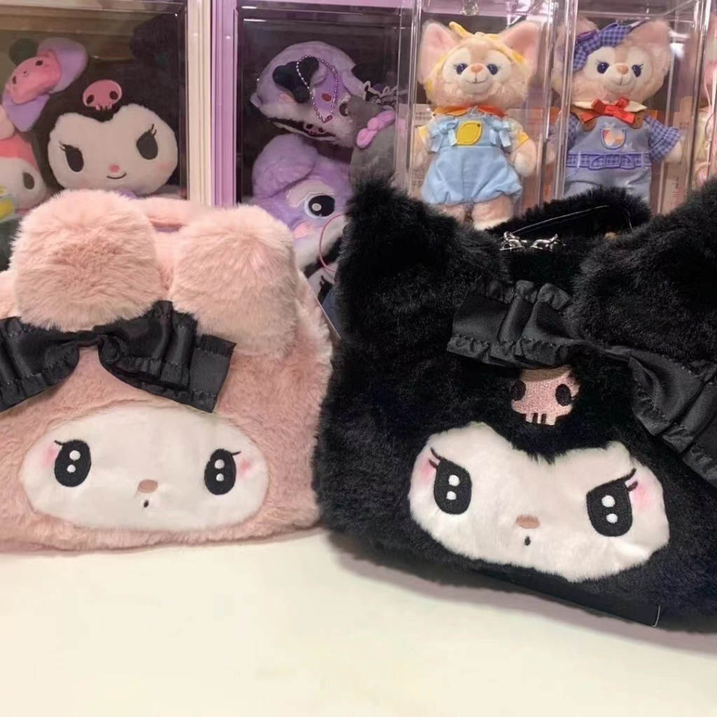 【Swoan】Sanrio ซานริโอ Kuromi MyMelody กระเป๋าถือ กระเป๋าเครื่องสําอาง Plush Bag