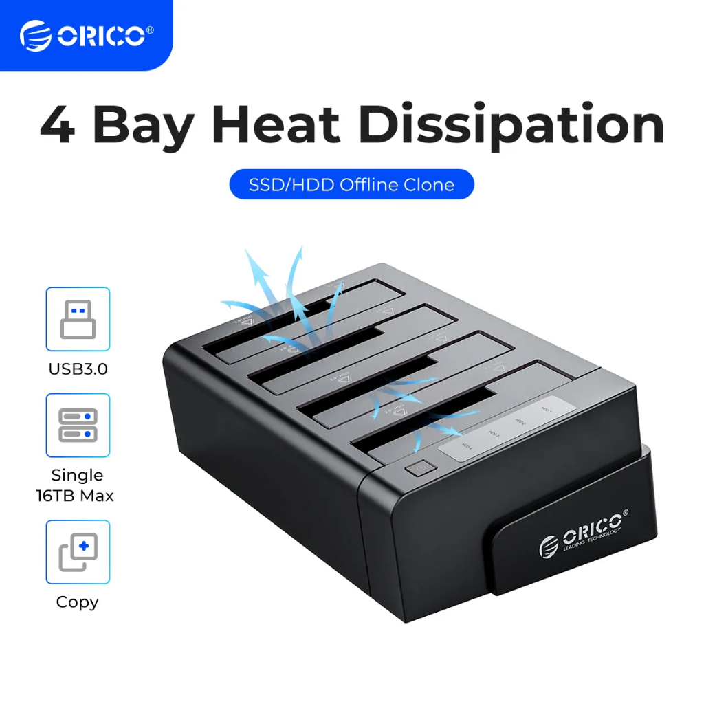 Orico 4 Bay Hard Drive Docking Station พร้อม Offline Clone SATA เป็น USB 3.0 HDD Docking Station สํา