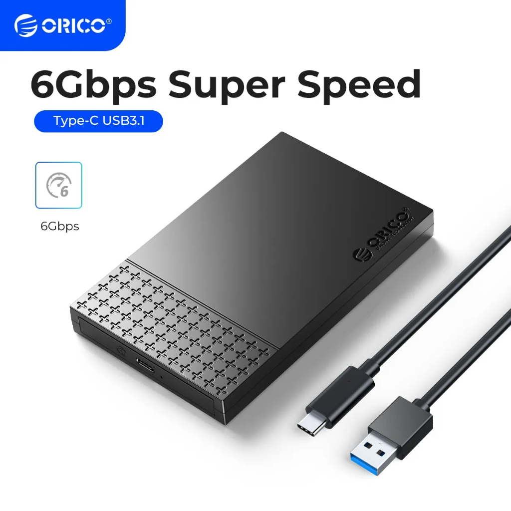 Orico เคสฮาร์ดไดรฟ์ภายนอก Type-C SATA เป็น USB3.1 HDD สําหรับความเร็ว 2.5 นิ้ว HDD SSD 6Gbps รองรับ UASP
