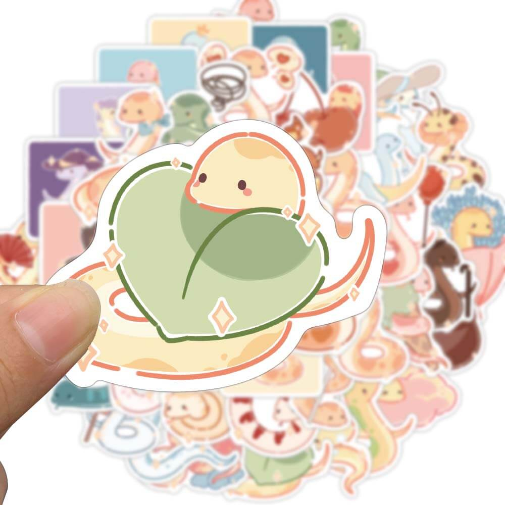 สติกเกอร์ ลายการ์ตูนสัตว์ งู น่ารัก DIY สําหรับตกแต่งโทรศัพท์มือถือ แล็ปท็อป กระเป๋าเดินทาง สเก็ตบอร์ด กราฟฟิติ 50 ชิ้น