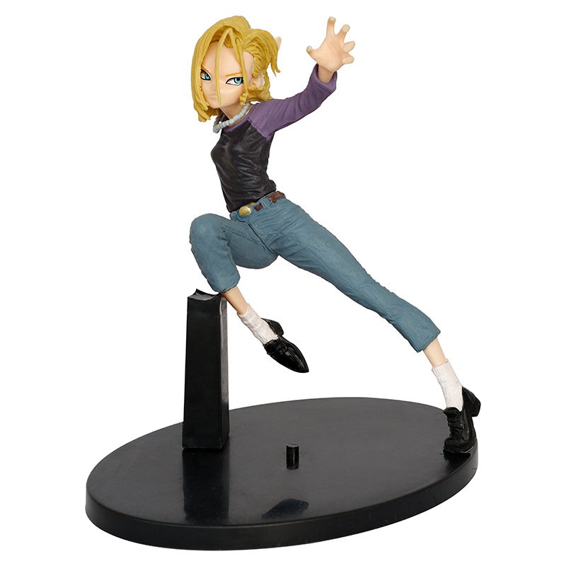 โมเดลฟิกเกอร์ รูปปั้นอนิเมะ Dragon Ball Android 18 ขนาด 17.5 ซม. ของเล่นสําหรับเด็ก เก็บสะสม ของขวัญวันเกิด