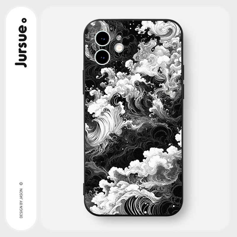 JURSUE เคสไอโฟน เคสซิลิโคนนุ่มกันกระแทกน่ารักตลก เคสโทรศัพท์ สีดำ Compatible for iPhone 16 15 14 13 12 11 Pro Max SE 2020 X XR XS 8 7 Plus xsmax 6splus 7plus 8plus พลัส Y4209