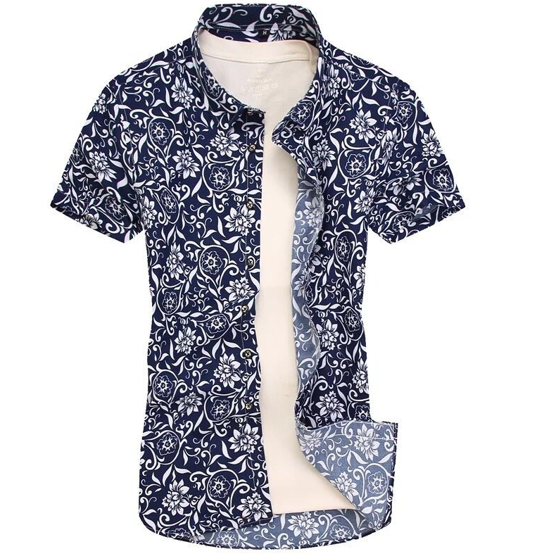 เสื้อผู้ชายพิมพ์เสื้อแฟชั่นเสื้อลำลองเสื้อแขนสั้นลายขวาง