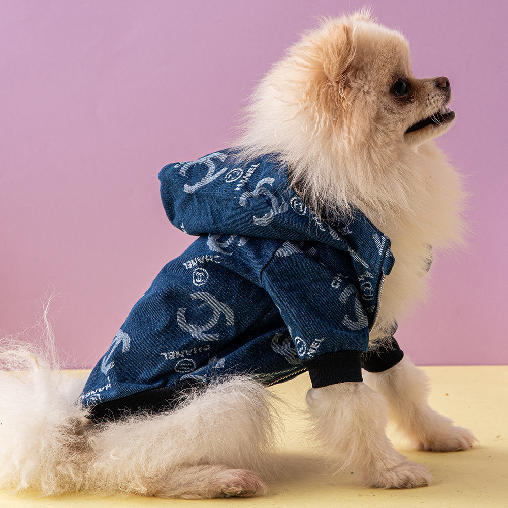 Street Wear Pomeranian French Fighting Pet Dog Clothes Corgi Shiba Inu Pet Clothing Fashion Zipper Hooded Jacket Jacket Jacket with Lining