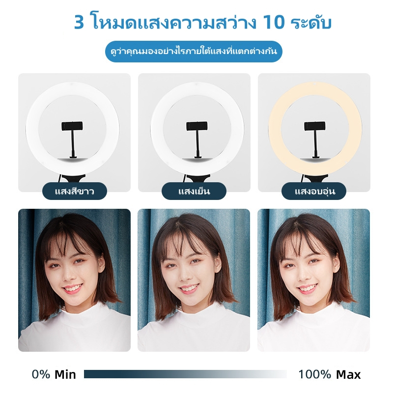 ไฟถ่าย tiktok ไฟวงแหวน ชุดไฟไลฟ์สดไฟ ไฟ รีโมทคอนโทรล ไฟวงแหวน LED ไฟสด ไฟถ่ายรูป ไฟไลฟ์สดมีขาตั้ง