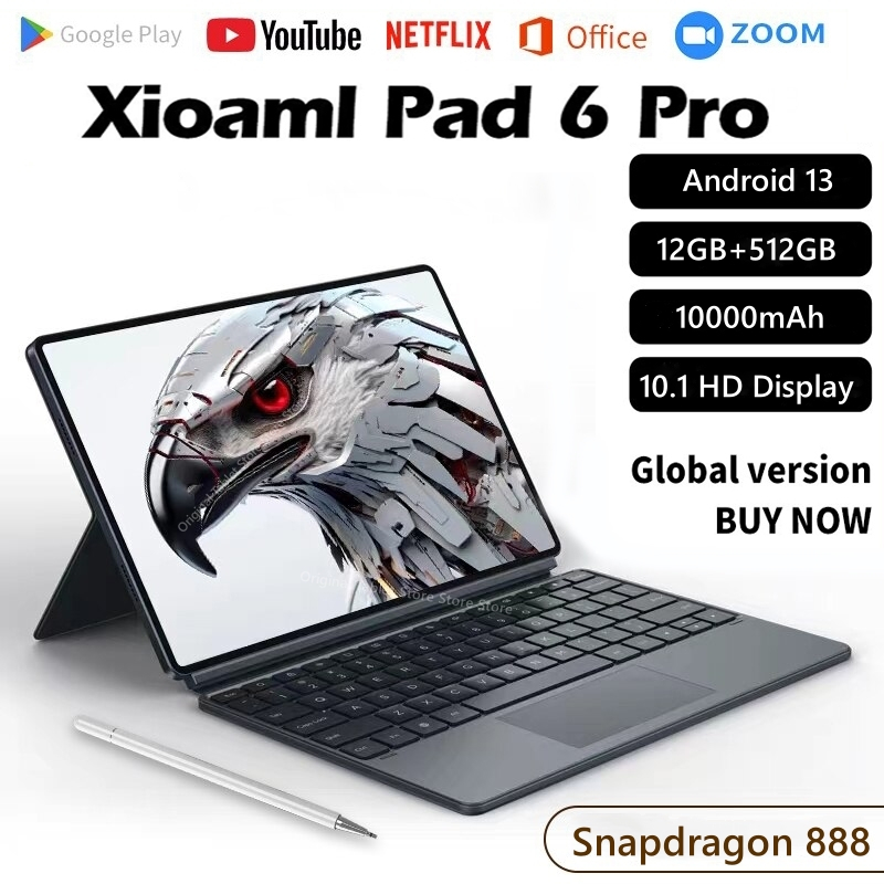 Global แท็บเล็ต Wifi 6 Pro Android 2026 Snapdragon 888 Octa Core Android 13 12GB 512GB หน้าจอ HD 10.