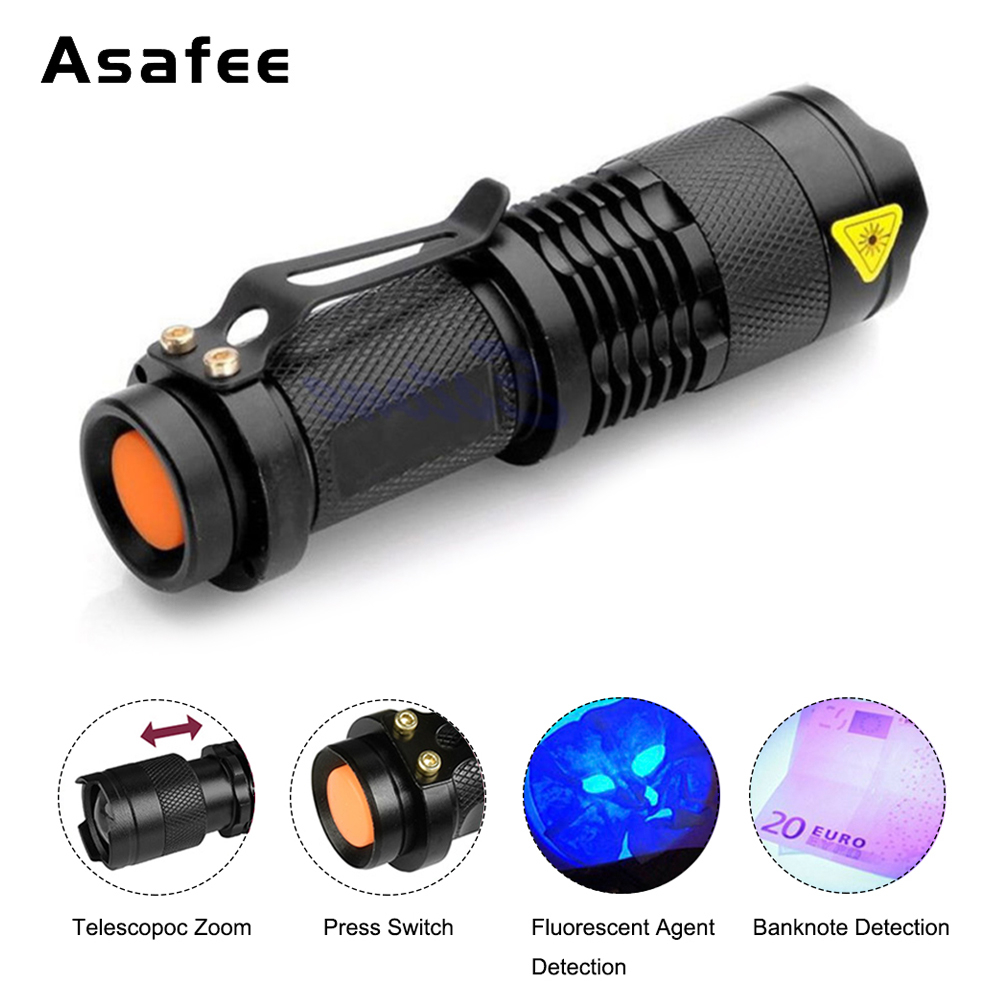 Asafee SK68 ไฟฉายยุทธวิธี ขนาดเล็ก อลูมิเนียม กันน้ํา ซูมได้ ขี่จักรยาน ไฟฉาย มืออาชีพ สัตว์เลี้ยง คราบปัสสาวะ ไฟ Led UV